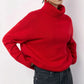 Oversized Red Turtleneck Knit Sweater