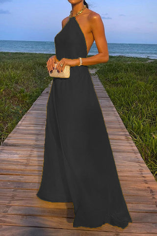 Long Halter Dress with Golden Chain