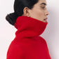 Oversized Red Turtleneck Knit Sweater