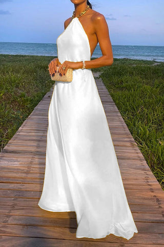 Long Halter Dress with Golden Chain