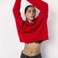 Oversized Red Turtleneck Knit Sweater