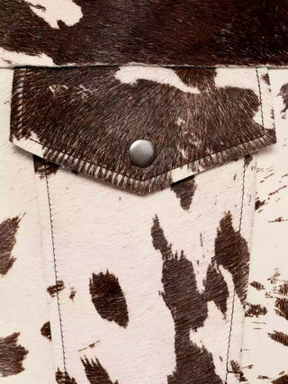 Cow Print Faux Fur Shirt-Style Jacket