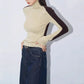 Asymmetric Mock Neck Long Sleeve Top with Contrast Sleeves – Sculpting Fit and Stylish Design for Effortless Fashion 3