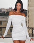 Asymmetrical Off-Shoulder Cocktail Mini Dress with Ruching 0