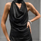 Black Satin Halter Wedding Guests Maxi Dress 5