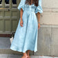 Blue Linen Blend Summer Midi Dress 2
