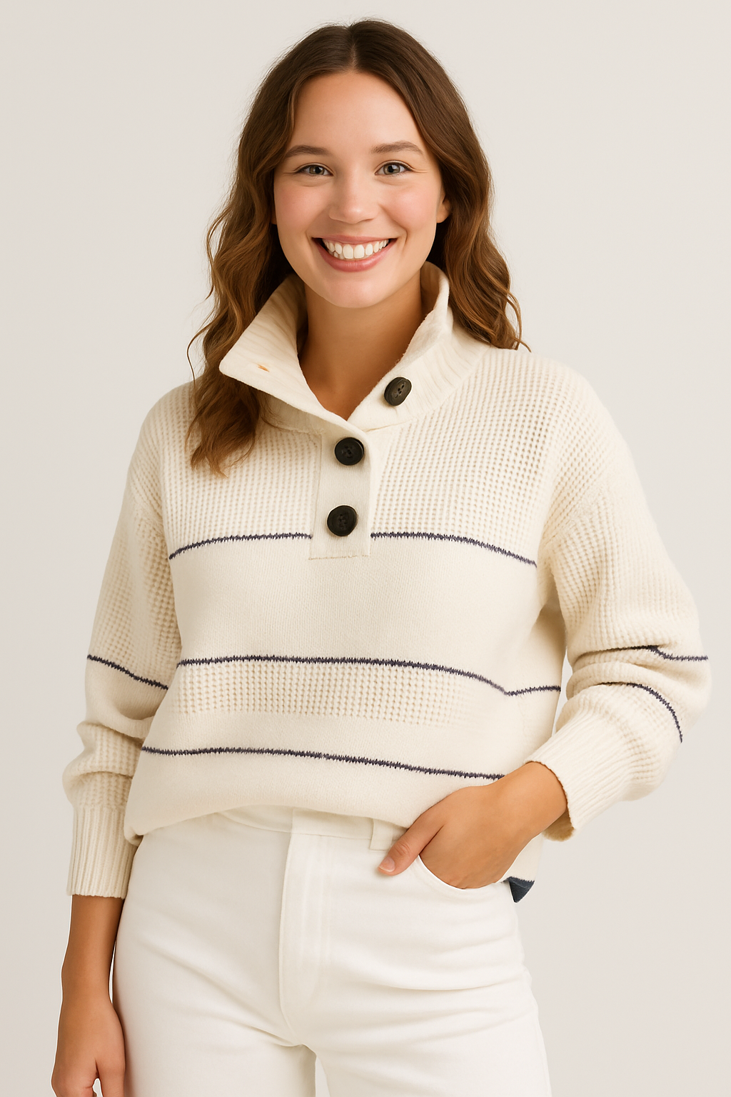 Button Collar Knit Pullover 0