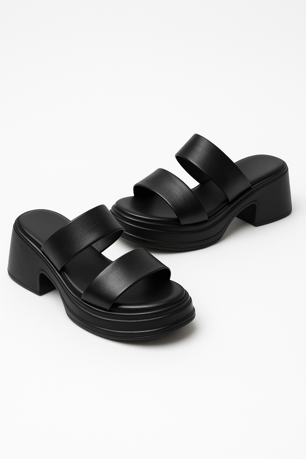 Calf Leather Sandals – Chunky High Heel 1