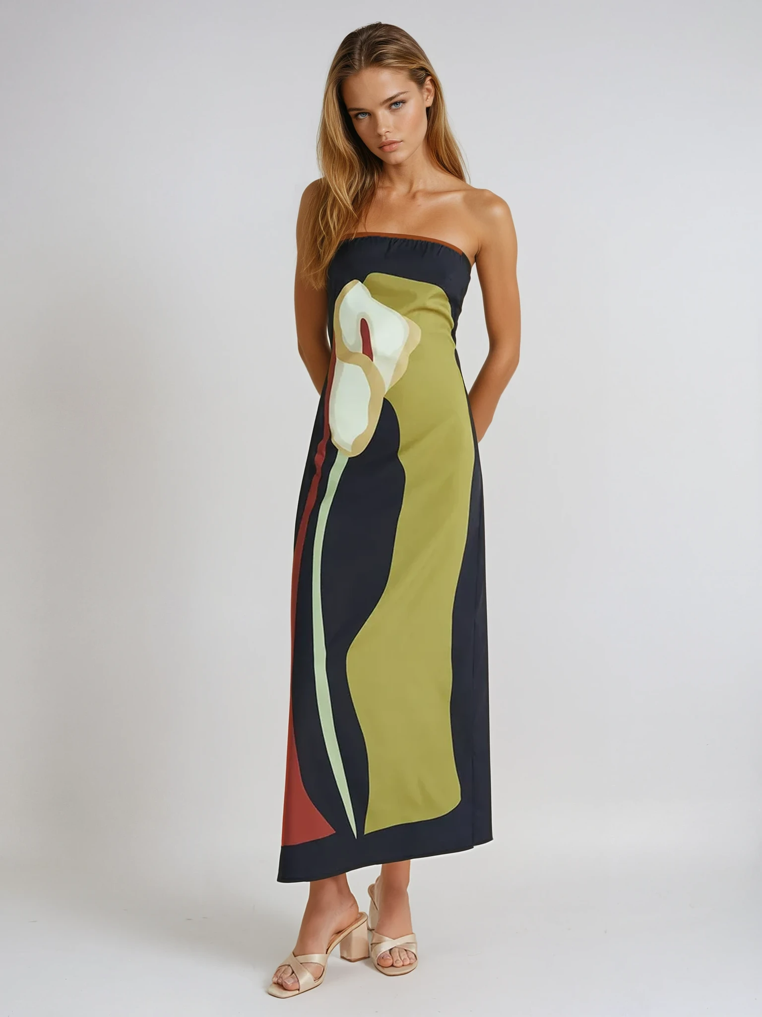 Calla Strapless Printed Maxi Dress 1
