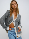 Chevron Knit Cardigan with Contrast Buttons – Monochrome Layering Piece 0