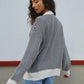 Chevron Knit Cardigan with Contrast Buttons – Monochrome Layering Piece 1