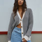 Chevron Knit Cardigan with Contrast Buttons – Monochrome Layering Piece 3