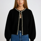 Chic Pearl-Trimmed Cardigan for Effortless Elegance and Comfort 0