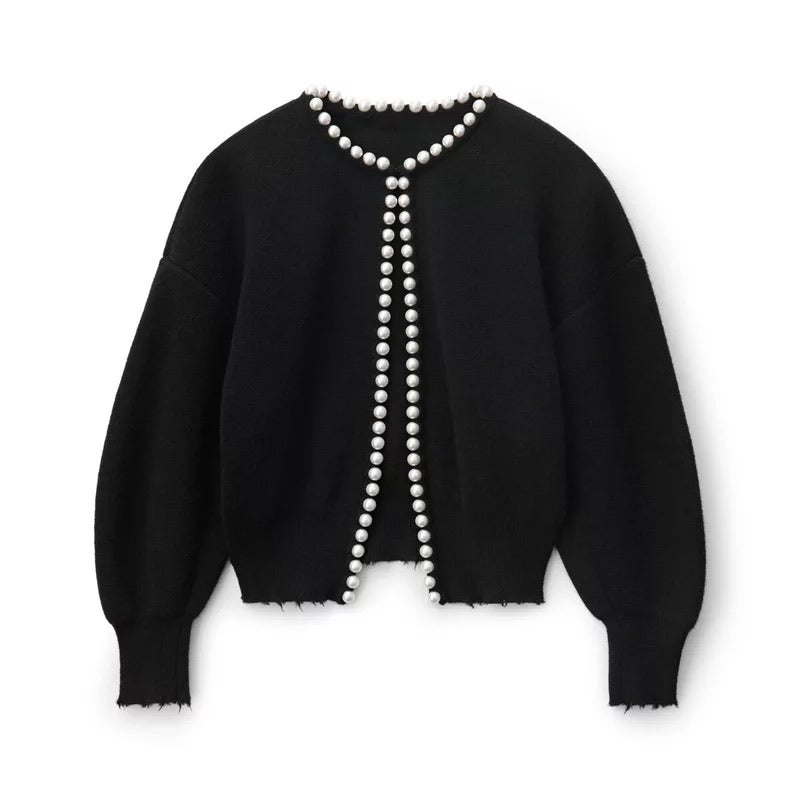 Chic Pearl-Trimmed Cardigan for Effortless Elegance and Comfort 1