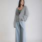 Cozy Women's Long Cardigan with Deep V-Neck and Oversized Sleeves – Fluffy Knit Layering Piece 1