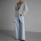 Cozy Women's Long Cardigan with Deep V-Neck and Oversized Sleeves – Fluffy Knit Layering Piece 6
