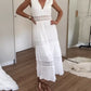 Cute Airy White Summer Midi dress with lace and V-neck 1
