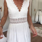 Cute Airy White Summer Midi dress with lace and V-neck 3