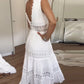 Cute Airy White Summer Midi dress with lace and V-neck 5