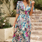 Elegant Floral Midi Dress with Puff Sleeves 1