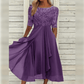 Elegant Flowy Women's Dress with Lace Bodice 0