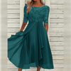 Elegant Flowy Women's Dress with Lace Bodice 4