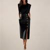 Elegant Midi Dress with Button Detail and Side Slit 4