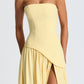 Elegant Strapless White Maxi Dress with Asymmetric Waist and High Slit – Perfect for Summer Events 3