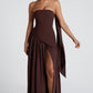 Elegant Strapless White Maxi Dress with Asymmetric Waist and High Slit – Perfect for Summer Events 4