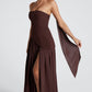 Elegant Strapless White Maxi Dress with Asymmetric Waist and High Slit – Perfect for Summer Events 5