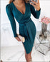 Elegant V-Neck Sheath Midi Dress 3