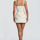Elegant White Ruched Bodycon Mini Dress 1