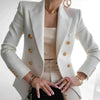Elegant Women's Double-Breasted Blazer with Gold Buttons 1
