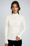 Fitted Mock Neck Long Sleeve Top with Ribbed Design – Perfect for Layering 0
