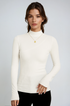 Fitted Mock Neck Long Sleeve Top with Ribbed Design – Perfect for Layering 0