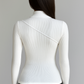 Fitted Mock Neck Long Sleeve Top with Ribbed Design – Perfect for Layering 1