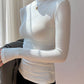 Fitted Mock Neck Long Sleeve Top with Ribbed Design – Perfect for Layering 2