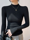 Fitted Mock Neck Long Sleeve Top with Ribbed Design – Perfect for Layering 5