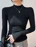 Fitted Mock Neck Long Sleeve Top with Ribbed Design – Perfect for Layering 5