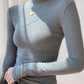 Fitted Mock Neck Long Sleeve Top with Ribbed Design – Perfect for Layering 6