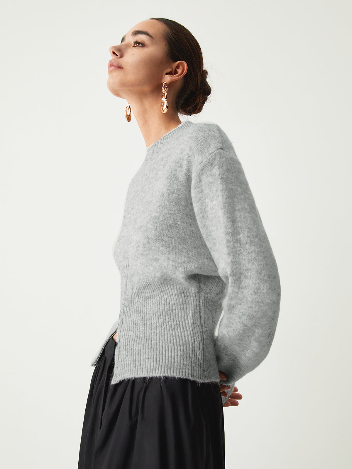 Half Zip Knit Sweater with Fitted Waist and Flared Sleeves – Versatile Cool-Weather Layer 3
