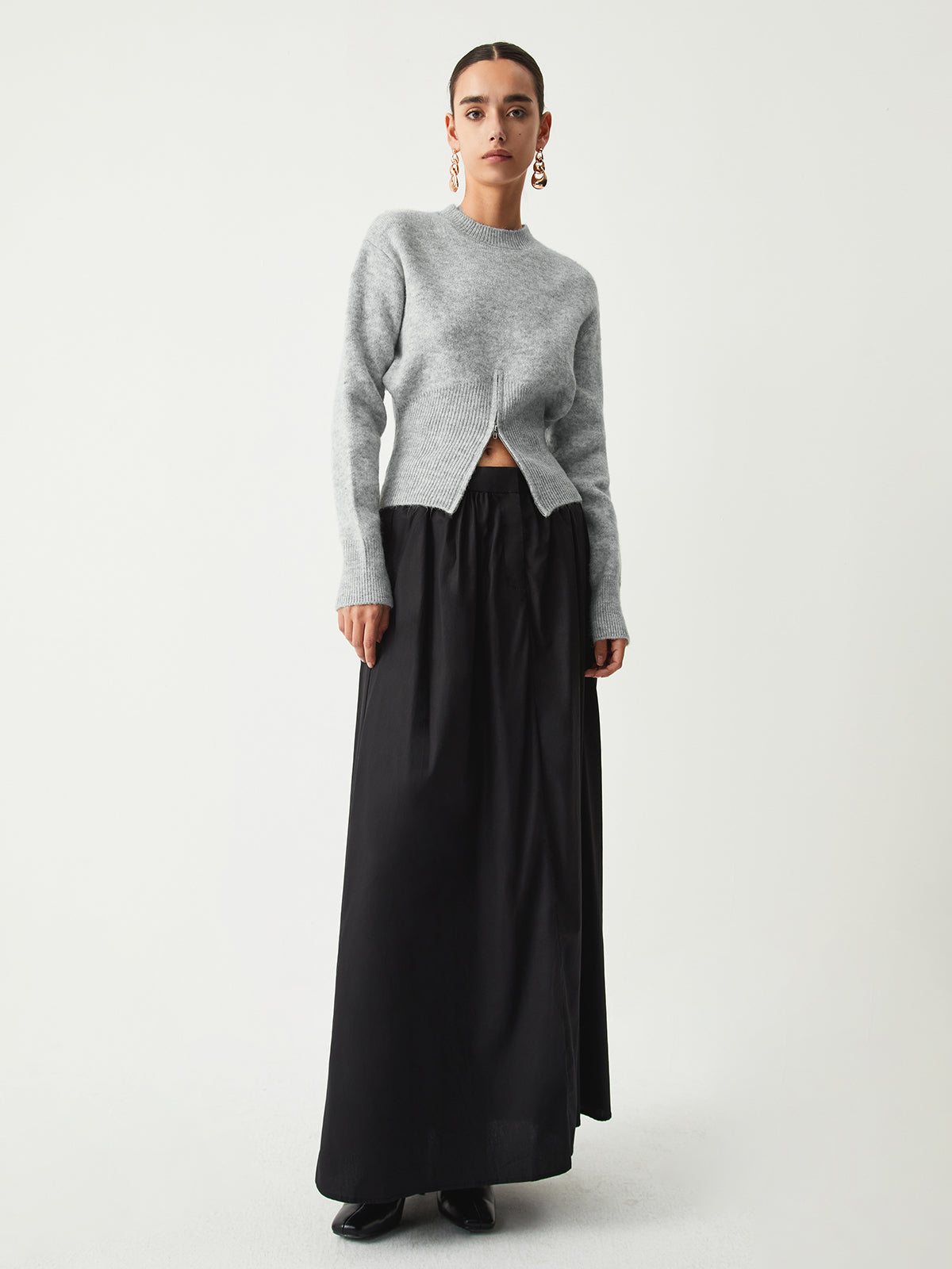 Half Zip Knit Sweater with Fitted Waist and Flared Sleeves – Versatile Cool-Weather Layer 6