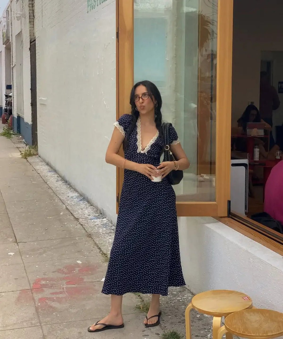 Lightweight Polka Dot Midi Dress 1