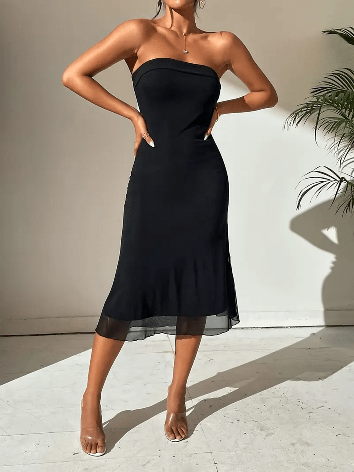 Off Shoulder Cocktail Bodycon Midi Dress 1