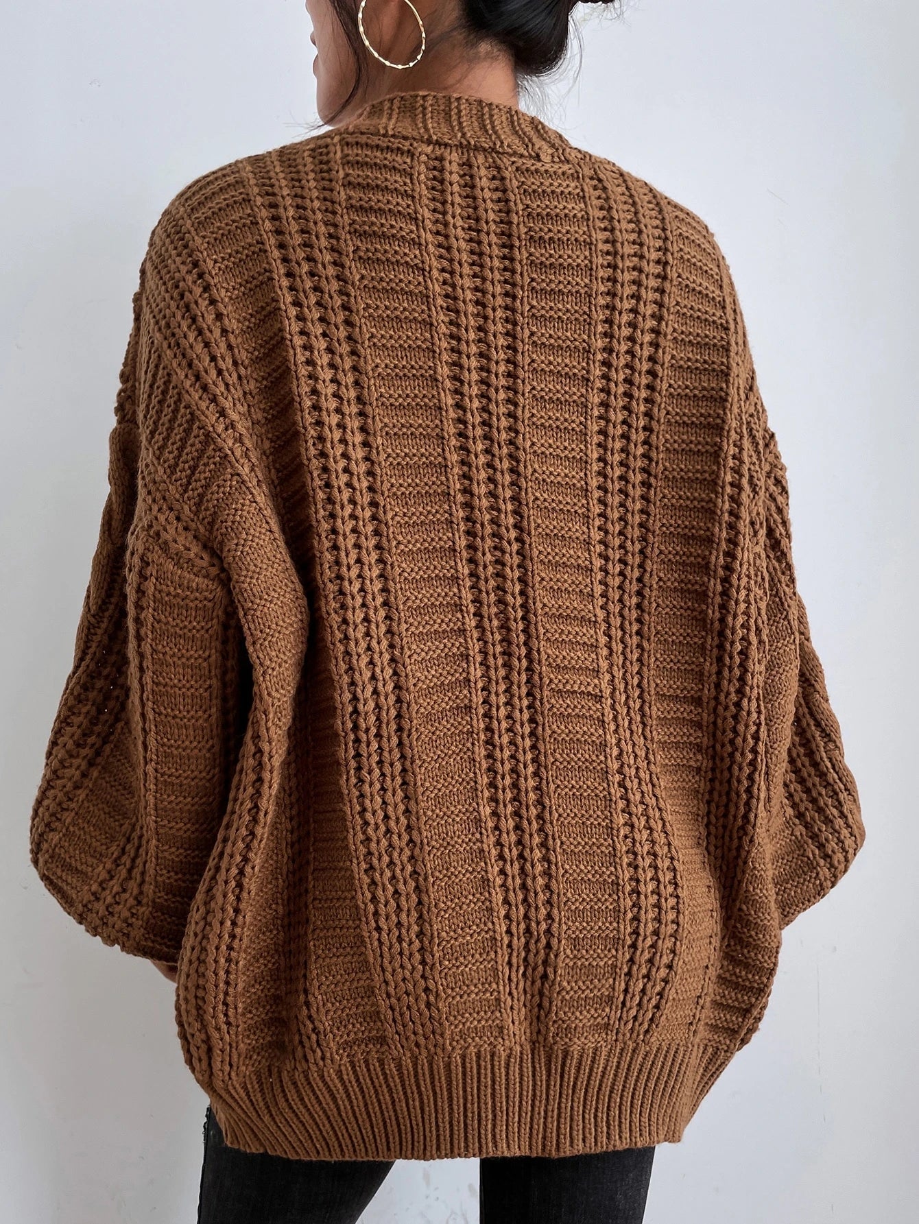 Womens Oversized Cable Knit Cardigan