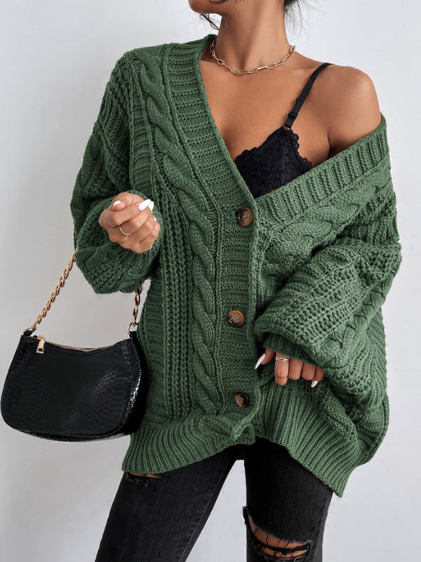 Womens Oversized Cable Knit Cardigan
