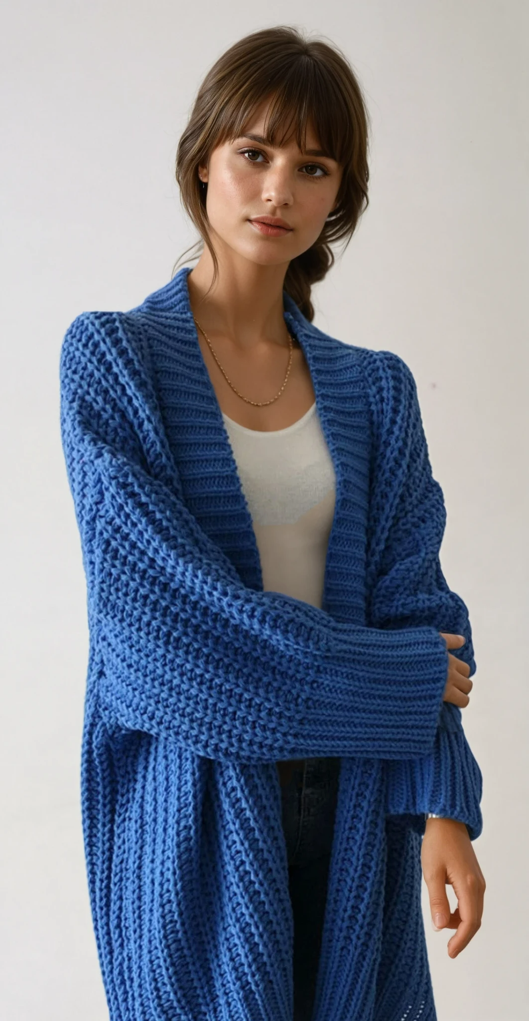 Oversized Knit Black Cardigan for Women – Open Front Cozy Jumper for Transitional Weather 1