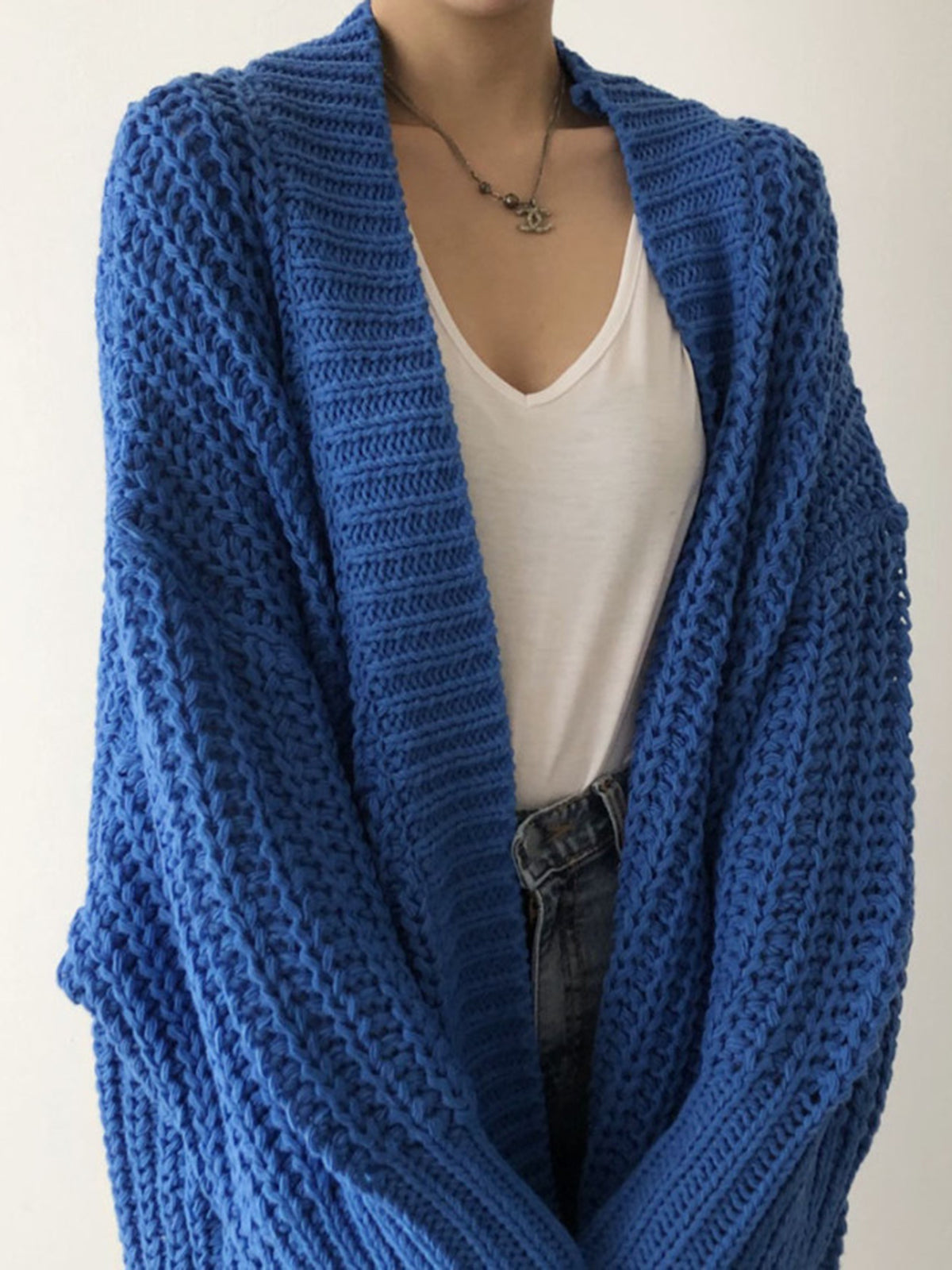 Oversized Knit Black Cardigan for Women – Open Front Cozy Jumper for Transitional Weather 3