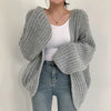 Oversized Knit Cardigan with Lantern Sleeves – Cozy Open-Front Design 0