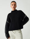 Oversized Mock Neck Sweater with Contrast Whipstitching – Cozy Rib-Knit Fabric for Effortless Layering 0